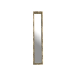 Rectangular wall mirror with a black and gold cubic border design, featuring a sleek and contemporary aesthetic.