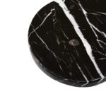 Oval black marble serving board with white veining, perfect for elegant dining and decor.