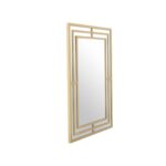 Rectangular wall mirror with a sleek gold frame, ideal for modern interiors and luxurious décor.