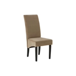 Cotton velvet dining chair with a high backrest, padded seat, and elegant, minimalist design.