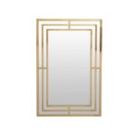 Rectangular wall mirror with a sleek gold frame, ideal for modern interiors and luxurious décor.