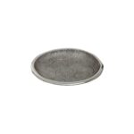 Small silver aluminum decorative bowl with a textured oak-inspired surface and a modern design