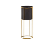 Black large floor-standing planter with sleek gold frame, perfect for modern interiors and showcasing greenery.