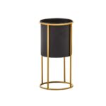 Compact black planter with gold frame, ideal for modern and small-space interiors.