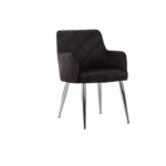 dining chair, velvet dining chair, black velvet chair, quilted chair design, chrome leg dining chair, modern dining furniture, contemporary seating, accent chair, padded chair, stylish dining chair.