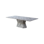 JAXON Dining Table The JAXON Dining Table is a masterpiece of contemporary design, crafted entirely from luxurious grey marble. Featuring a sleek rectangular top and a striking angular, multifaceted base, this table is as functional as it is stunning. The unique veining patterns of the grey marble add a touch of sophistication, making it the perfect centerpiece for modern dining spaces. Key Features Luxurious Marble Construction: Made from premium grey marble for a timeless and elegant look. Unique Veining Patterns: Each table boasts natural variations in veining, ensuring a one-of-a-kind piece. Striking Base Design: Multifaceted angular base adds contemporary flair and stability. Spacious Rectangular Top: Ideal for hosting gatherings and enhancing modern dining spaces. Specifications Product Dimensions: H76 x D100 x W200 cm Product Weight: 221.40 kg Material: Grey marble Lead Time: 3–10 working days Product Code: LS111032 Meta Des