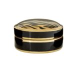 Glossy black and gold zebra-patterned KNIGHT Small Box, made of durable porcelain, perfect for trinket storage and decoration.