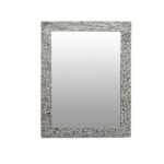 Wall mirror with a wide metallic silver textured frame, perfect for modern and elegant interiors.
