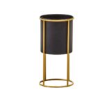 Compact black planter with gold frame, ideal for modern and small-space interiors.