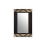 Rectangular wall mirror with a handcrafted mango wood frame, featuring a monochrome lattice pattern for a modern decorative touch.