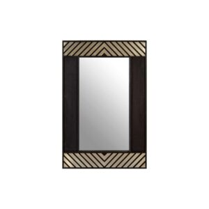 Rectangular wall mirror with a handcrafted mango wood frame, featuring a monochrome lattice pattern for a modern decorative touch.