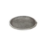 Small silver aluminum decorative bowl with a textured oak-inspired surface and a modern design