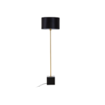 Luxurious table lamp with a gold-finish metal stem, black marble base, and a black linen shade, perfect for contemporary and modern interiors.