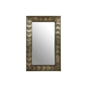 Rectangular wall mirror with a mango wood frame in a metallic silver and weathered finish, perfect for boho interiors.