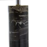 Sophisticated table lamp with a black marble column, chrome-finish base, and ivory shade, perfect for modern and industrial interiors.