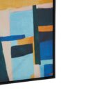 Abstract multicolor wall painting with textured brushstrokes framed in a black rectangular frame.