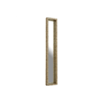 Rectangular wall mirror with a black and gold cubic border design, featuring a sleek and contemporary aesthetic.