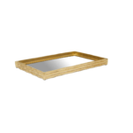 Gold bamboo-effect tray with a mirrored base, ideal for coffee table styling or entertaining.