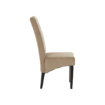 Cotton velvet dining chair with a high backrest, padded seat, and elegant, minimalist design.