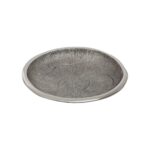 Small silver aluminum decorative bowl with a textured oak-inspired surface and a modern design