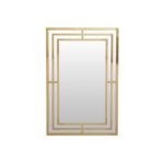 Rectangular wall mirror with a sleek gold frame, ideal for modern interiors and luxurious décor.