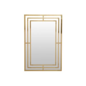 Rectangular wall mirror with a sleek gold frame, ideal for modern interiors and luxurious décor.