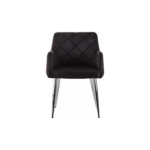 dining chair, velvet dining chair, black velvet chair, quilted chair design, chrome leg dining chair, modern dining furniture, contemporary seating, accent chair, padded chair, stylish dining chair.