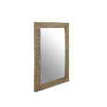 Wall mirror with a broad metallic gold textured frame, ideal for sophisticated interiors.