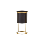 Compact black planter with gold frame, ideal for modern and small-space interiors.