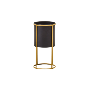 Compact black planter with gold frame, ideal for modern and small-space interiors.