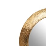 Round wall mirror with a warm metallic textured iron frame, ideal for adding elegance and light to any space.