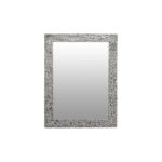 Wall mirror with a wide metallic silver textured frame, perfect for modern and elegant interiors.