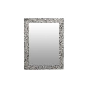 Wall mirror with a wide metallic silver textured frame, perfect for modern and elegant interiors.