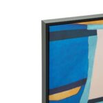 Abstract multicolor wall painting with textured brushstrokes framed in a black rectangular frame.