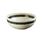 OLIVER Marble Bowl with a polished finish, featuring a black marble ring with white veining, adding a striking contrast to its neutral tones.