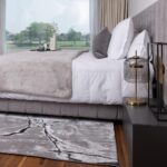 MILA Rug – modern black and silver abstract rug by The London Rug Company, featuring a plush 12mm pile height and high-density 640K point for superior comfort and durability.