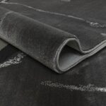 MILA Rug – modern black and silver abstract rug by The London Rug Company, featuring a plush 12mm pile height and high-density 640K point for superior comfort and durability.