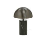 Black mushroom-shaped table lamp with a solid marble base, combining contemporary elegance with a minimalist design.