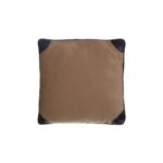 Light brown leather-textured cushion with a soft and durable polyester-acrylic blend, ideal for modern and industrial interiors.