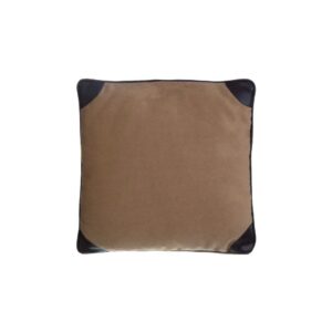 Light brown leather-textured cushion with a soft and durable polyester-acrylic blend, ideal for modern and industrial interiors.