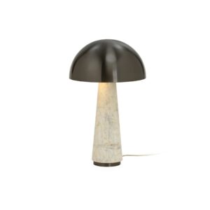 Modern table lamp with a marble base and metal dome shade, perfect for contemporary interiors.