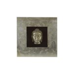 Nelson Buddha Wall Art with a silver Buddha bust framed in a deep square design, perfect for modern and zen décor.