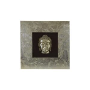 Nelson Buddha Wall Art with a silver Buddha bust framed in a deep square design, perfect for modern and zen décor.