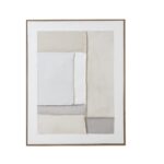 Neutral-toned geometric abstract painting on canvas with champagne frame, perfect for contemporary and transitional interiors.