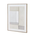Neutral-toned geometric abstract painting on canvas with champagne frame, perfect for contemporary and transitional interiors.