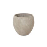 Set of three grey textured planters, ideal for indoor and outdoor plant displays.