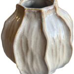Stone-effect Squat Seed Pod Vase in brown ceramic, ideal for minimalist and modern décor.