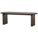 ELLIPS Dining Table – A mango wood dining table with a warm walnut finish, featuring a modern flattened-edge design.