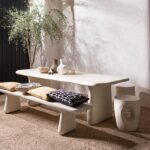 LOGGIA Dining Bench – A Fiber Reinforced Polymer dining bench with a sleek, organic design for stylish indoor and outdoor use.