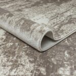 ELLIE Rug – Abstract brown and white modern rug with plush texture and premium polyester construction.